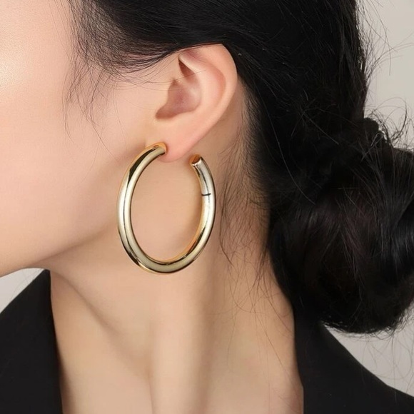 Golden Hoop Earrings - Picture 1 of 5